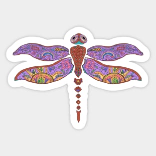 Boho Dragonfly Roses Paisley Dots Sticker